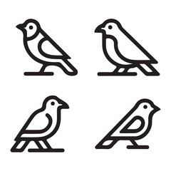 Minimalist Bird Line Icons Set – Elegant Outline Sparrow Vector Collection
