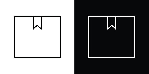 Delivering box icon in line shapes, thin line design vector illustration
