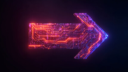 Futuristic Digital Growth Arrow Representing Financial Success and Technological Advancement digital, neon, growth, glowing, finance, futuristic