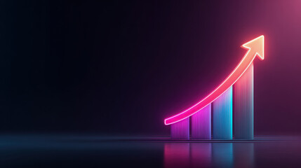 Futuristic Digital Growth Arrow Representing Financial Success and Technological Advancement glowing, arrow, growth, digital, futuristic, finance