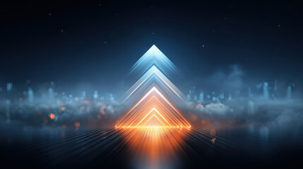 Futuristic Digital Growth Arrow Representing Financial Success and Technological Advancement neon, digital, growth, glowing, finance, futuristic