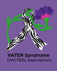 VATER Syndrome or VACTERL Association, vertical poster or banner on support for people with a rare disease
