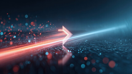 Futuristic Digital Growth Arrow Representing Financial Success and Technological Advancement finance, futuristic, neon, digital, growth, glowing