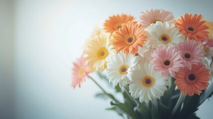 Bouquet of gerbera flowers blooming with elegance and pastel colors