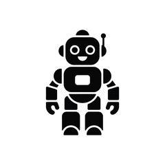 Vector illustration of Smiling Robot Icon: AI, Automation, Technology Symbol