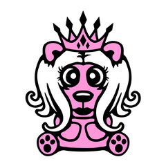 Bear Queen Princess Crown Long Hair Ruler Royal Hat