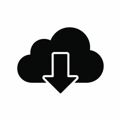 Vector illustration of Cloud Computing Download Icon: Simple Vector Graphic