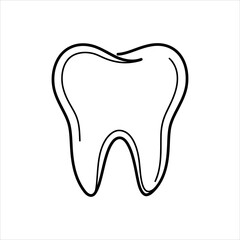 Simple black outline drawing of a human tooth on a white background dental