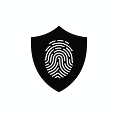 Vector illustration of Fingerprint Security: Ultimate Protection Shield Icon