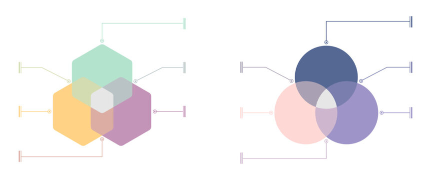 venn diagram 3 step with callout for label, vector illustration isolated on white background.