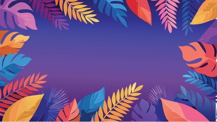 Obraz premium Vibrant Tropical Summer Background with Purple and Pink Foliage, Bright Nature Scene, Exotic Summer Illustration for Wallpapers and Prints 