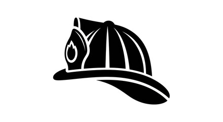 Minimalist Illustration of a Traditional Firefighter Helmet with Emblem, Symbol of Bravery and Protection for Emergency Services