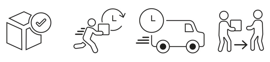 Shipping and order tracking flat icons delivery process stages