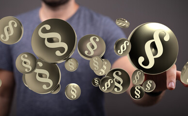Stock photo of paragraph symbols, representing legal concepts, digital law, compliance, and...