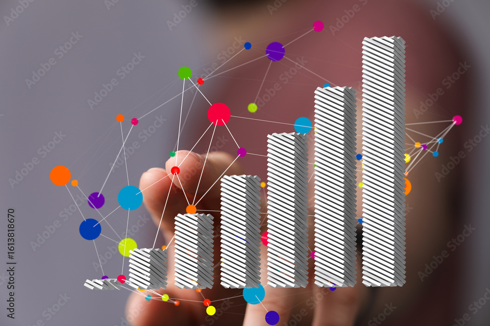 Poster modern business growth chart infographic with colorful data points. ideal for presentations.