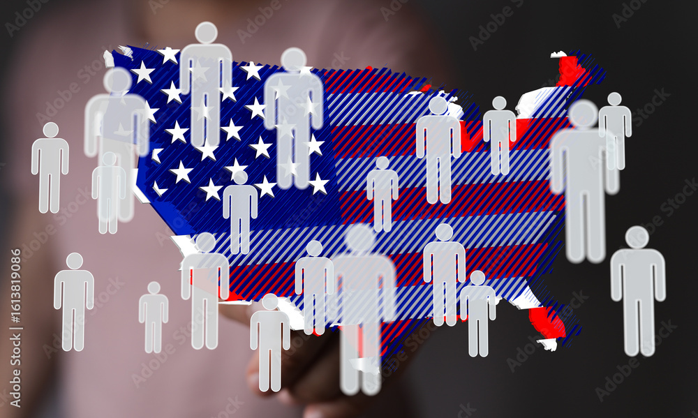 Poster visual representation of us population density, ideal for demographic studies and census data analys