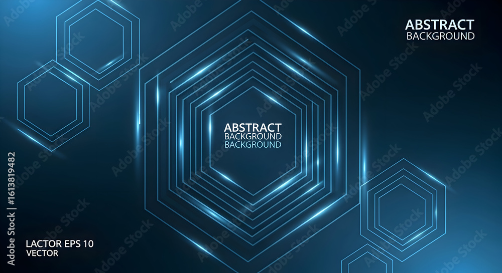 Aufkleber geometric hexagonal futuristic digital network technology background with glowing light effects