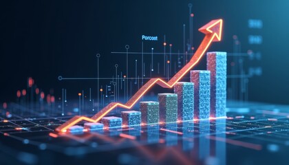 Modern Graph with Rising Trend and Data Visualization Elements