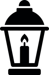Vintage lantern with candle flame icon