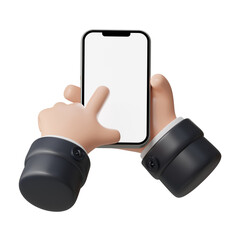 3D Hand Holding Smartphone Vertical Gesture Illustration