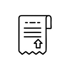 Outline icon a receipt with an upload arrow document