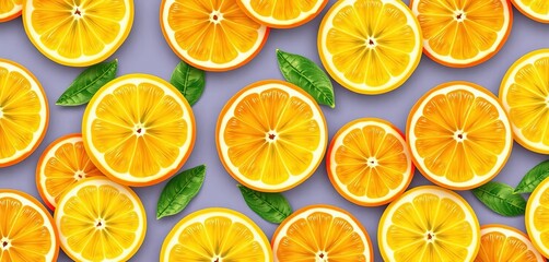 Obraz premium Vibrant lemon slices seamlessly repeat in a juicy tropical pattern, texture, diet