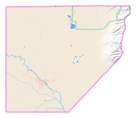 Map of the County Alamosa (Colorado, US) showing the isolated County with relief representation. No Lables.