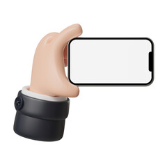3D Hand Holding Smartphone Sideways Gesture Illustration