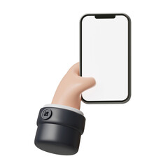 3D Hand Holding Smartphone with One Hand Vertical Gesture Illustration