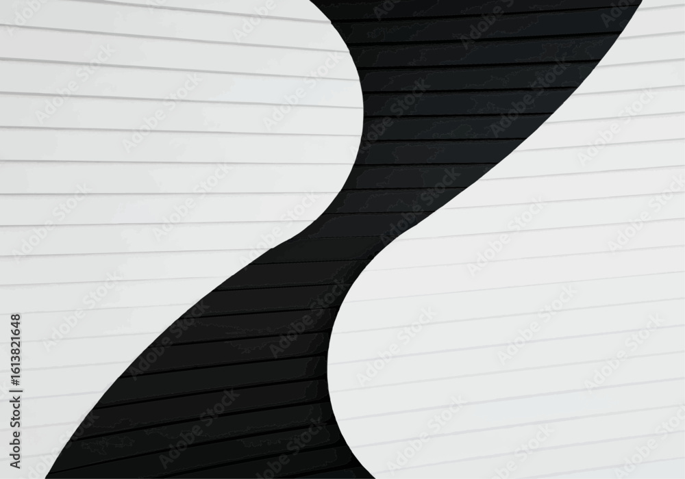 Aufkleber abstract design of black and white curved lines, creating a stylized, symmetrical pattern.