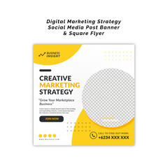 Digital Marketing Strategy Social Media Post Banner & Square Flyer