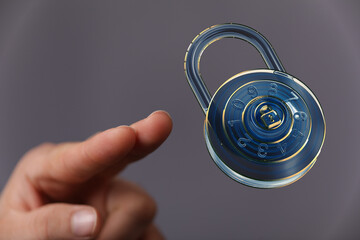 High-quality stock photo of a digital combination lock, perfect for illustrating security, data...