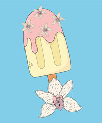 Flat Design Illustration with Ice Cream at Vanilla Taste 