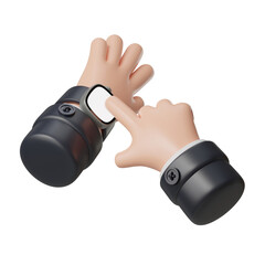 3D Hand Looking at Wrist Watch Gesture Illustration