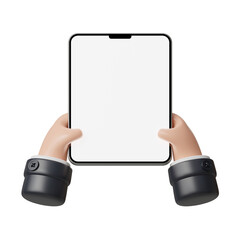 3D Hand Holding Digital Tablet Vertical Gesture Illustration