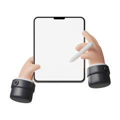 3D Hand Drawing on Digital Tablet Gesture Illustration