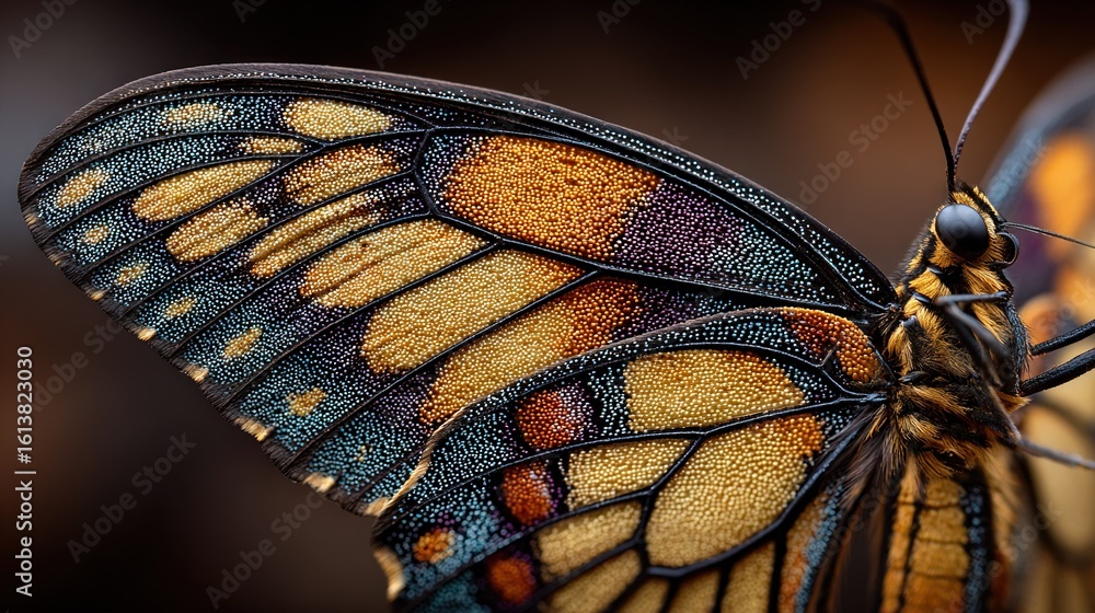 Aufkleber a close-up of a butterfly's wing with a blurry background and a bokeh effect for a professional look