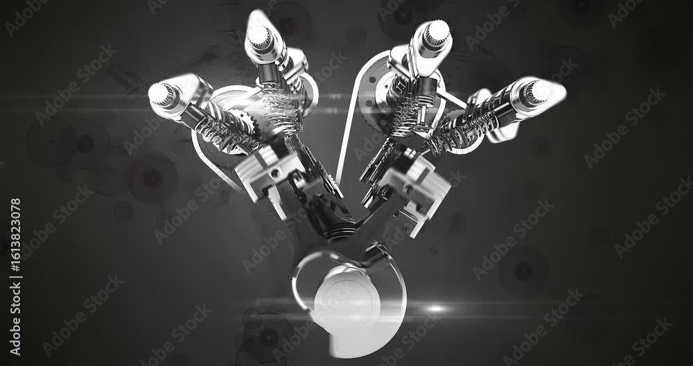 Aufkleber high-torque v8 engine in action realistic mechanical animation. high quality 3d animation.