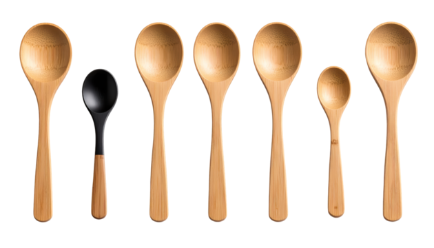 A diverse collection of wooden spoons, exploring textures and culinary craftsmanship