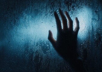 A hand reaching through a misty window