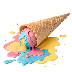 Ice cream cone illustration with summer beach and ocean background
