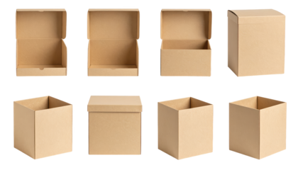 Six sturdy cardboard boxes prepared for shipping, storage, or moving six