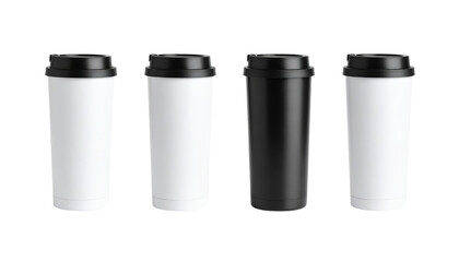 Stylish monochrome travel mugs, trio of black and white insulated drinkware for the perfect onthego companion