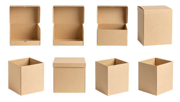 Six sturdy cardboard boxes prepared for shipping, storage, or moving six