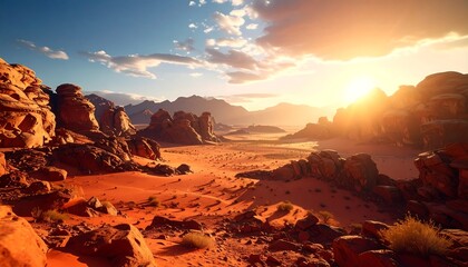 Vibrant desert at sunrise