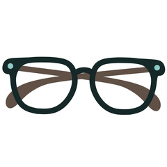 Black glasses icon with round frame, used for reading, working, or professional character elements.