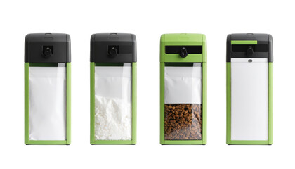 Versatile set of three green & white airtight food storage containers with lids for meal prep and kitchen organization