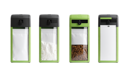 Versatile set of three green & white airtight food storage containers with lids for meal prep and kitchen organization