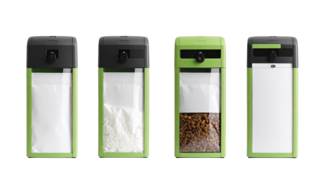 Versatile set of three green & white airtight food storage containers with lids for meal prep and kitchen organization