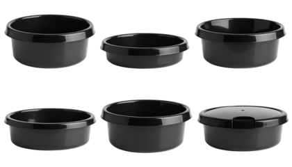 Four sleek black glass cups, a modern and elegant addition to your drinkware collection